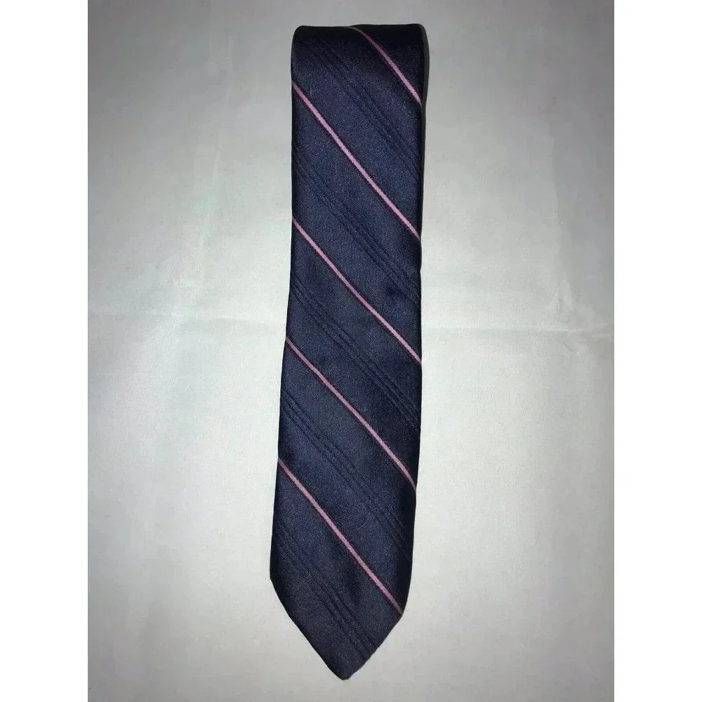 VTG Manhattan Blue Pink Striped Made in USA Men's Classic Neck Tie